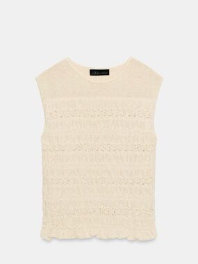 Zara Cream Sleeveless Knit Top